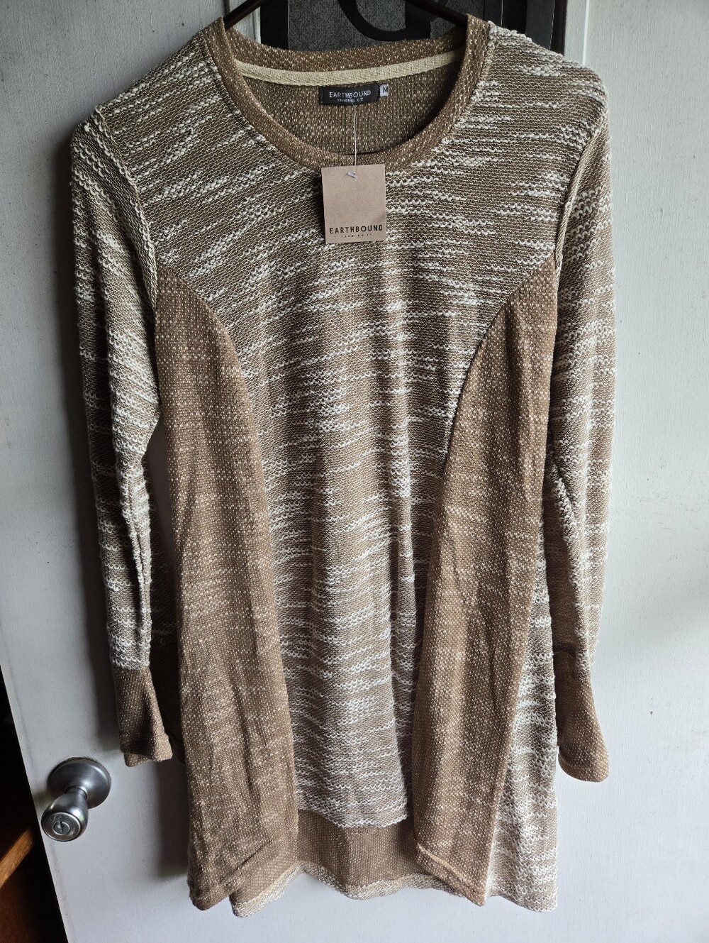 Earthbound Studio Marled Camel Cream Knit Tunic NWT